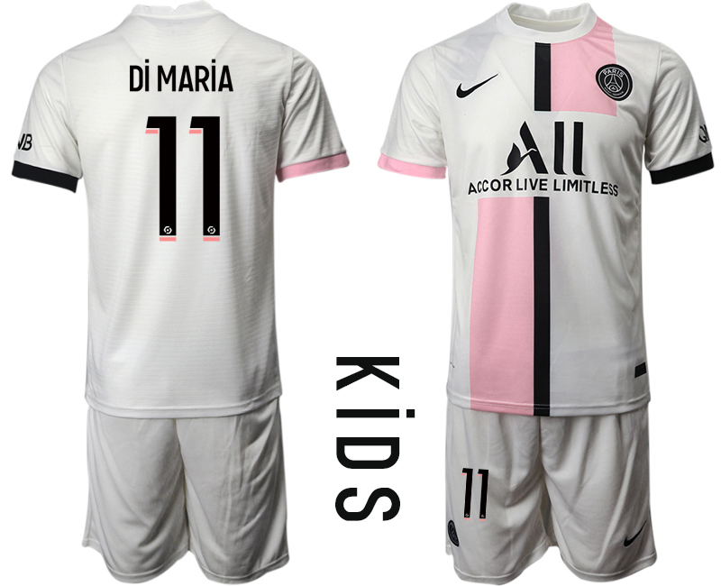 Youth 2021-2022 Club Paris St German away white #11 Soccer Jersey->youth soccer jersey->Youth Jersey
